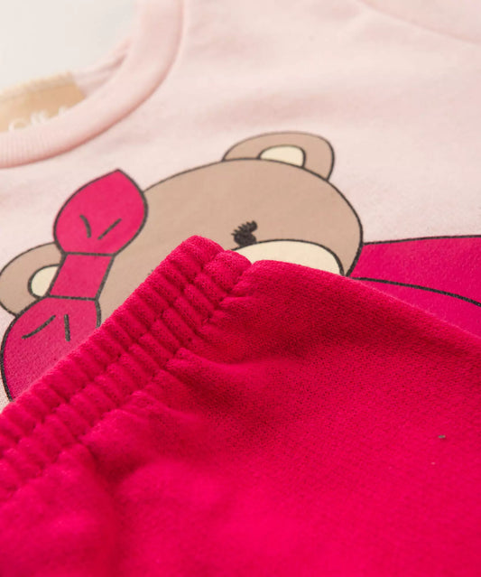 Conjunto de Inverno para Bebê Menina Ursinho Rosa