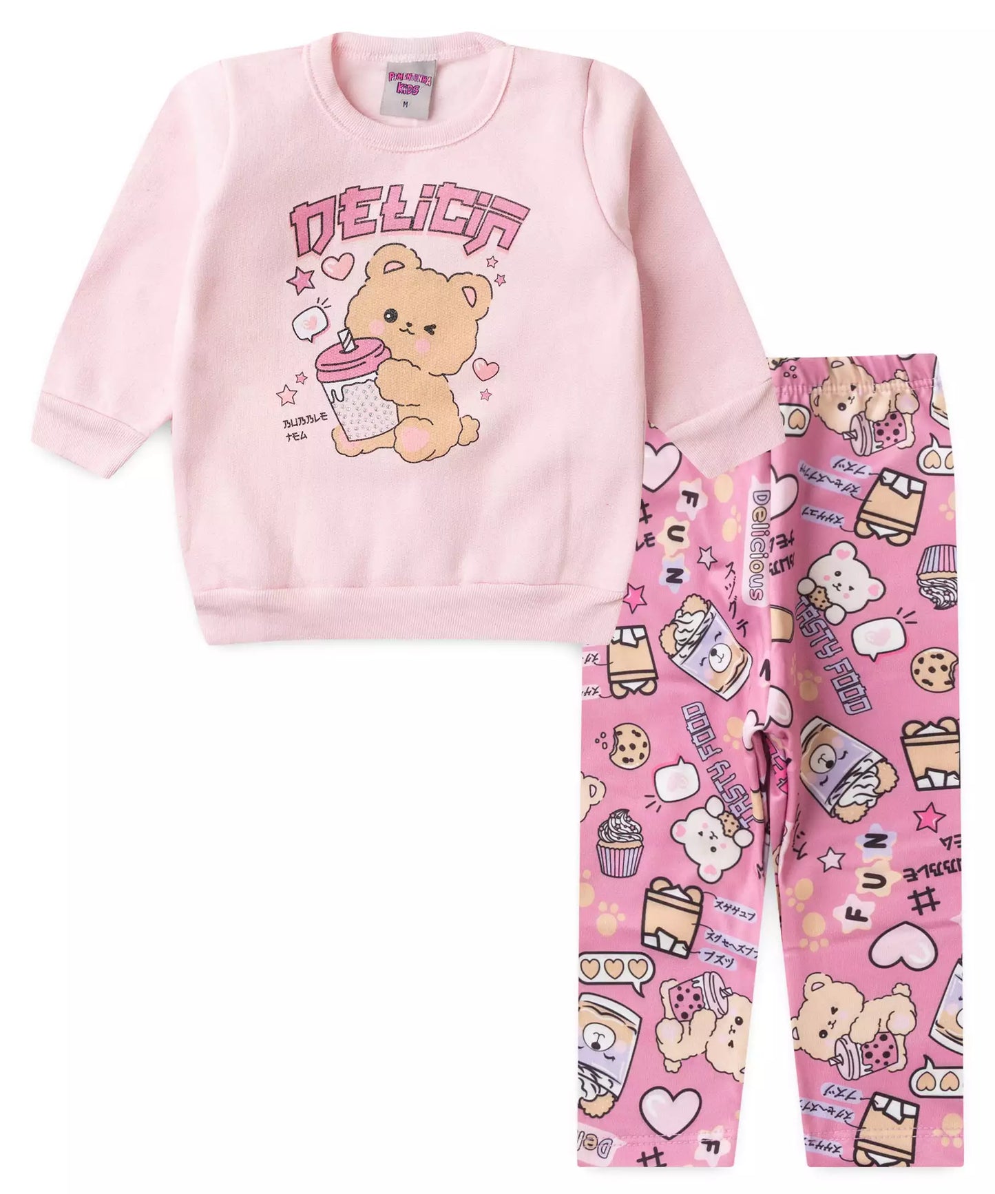 Conjunto de Inverno para Bebê Menina no Ursinho em Rosa