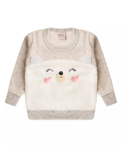 Conjunto de Inverno para Bebê Menina Urso Fofo Mescla