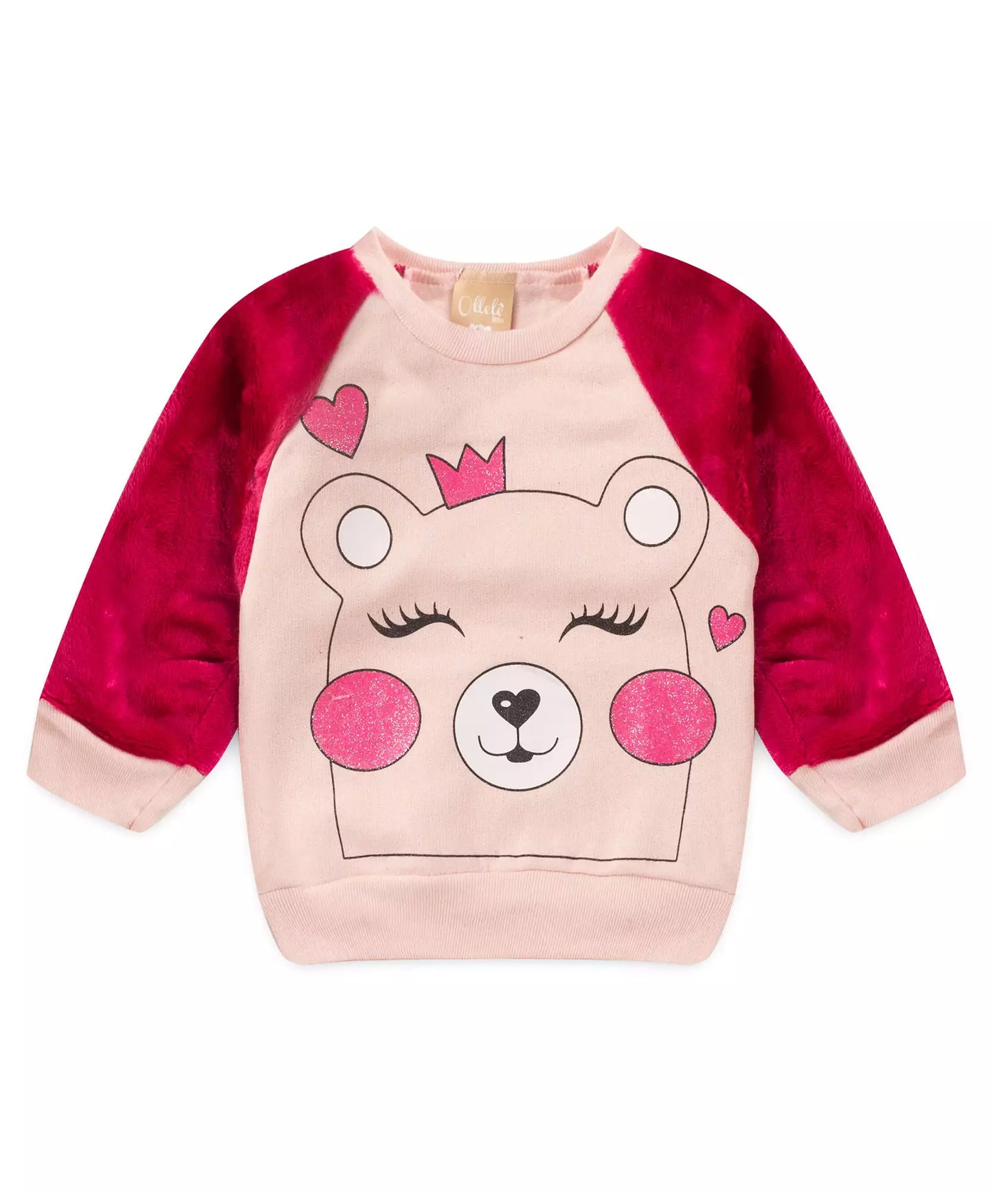 Conjunto de Inverno para Bebê Menina Urso Peluciado Rosa