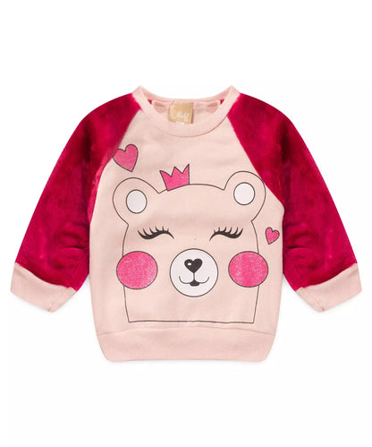 Conjunto de Inverno para Bebê Menina Urso Peluciado Rosa