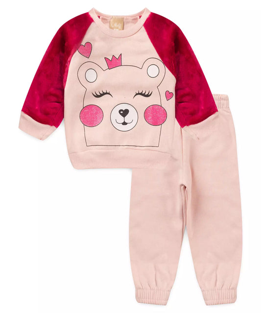 Conjunto de Inverno para Bebê Menina Urso Peluciado Rosa
