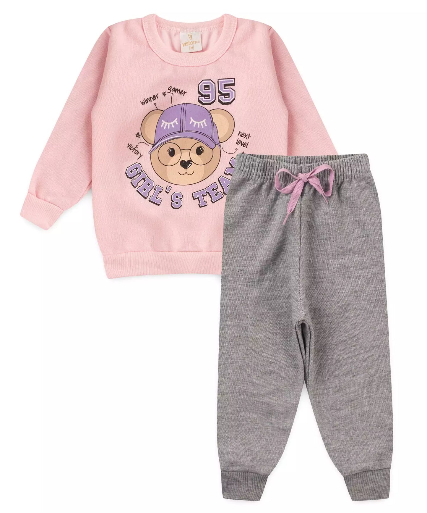 Conjunto de Inverno para Bebê Menina Urso Rosa