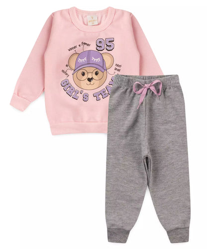 Conjunto de Inverno para Bebê Menina Urso Rosa