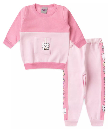 Conjunto de Inverno para Bebê Menina Urso em Rosa