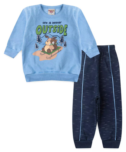 Conjunto de Inverno para Bebê Menino Bichinhos Azul