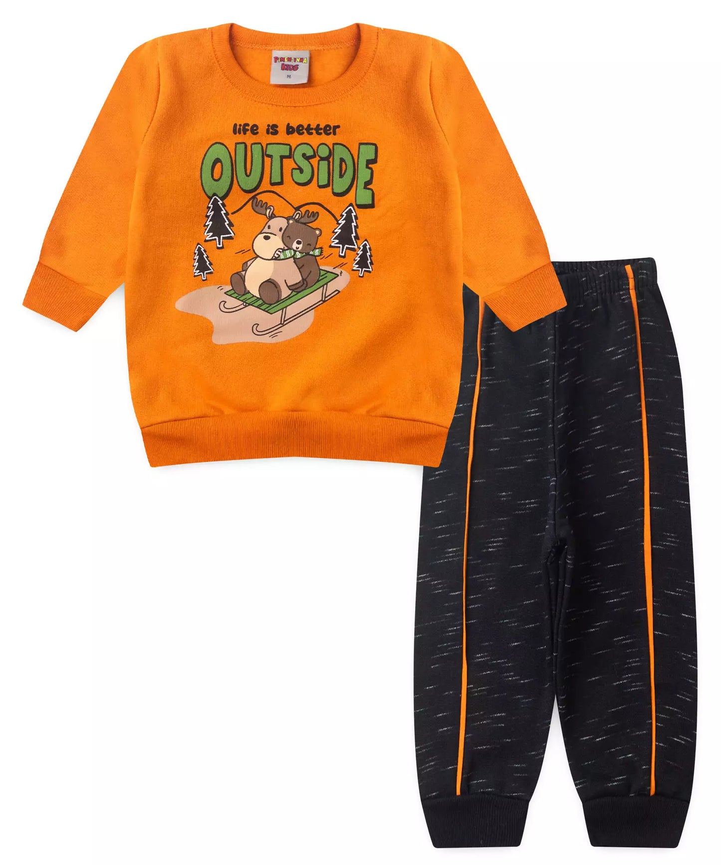 Conjunto de Inverno para Bebê Menino Bichinhos Laranja
