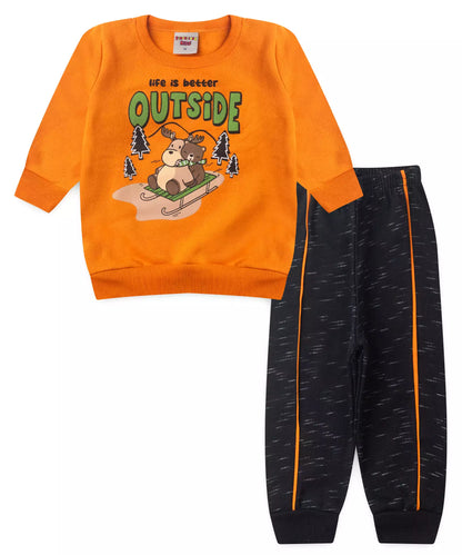 Conjunto de Inverno para Bebê Menino Bichinhos Laranja