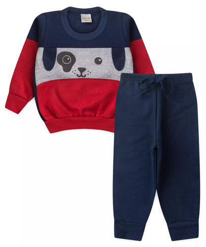Conjunto de Inverno para Bebê Menino de Cachorrinho Marinho