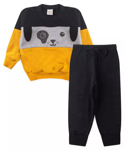 Conjunto de Inverno para Bebê Menino de Cachorrinho Preto