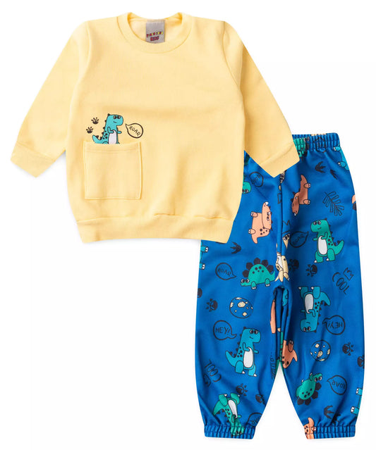 Conjunto de Inverno para Bebê Menino Dino Amarelo