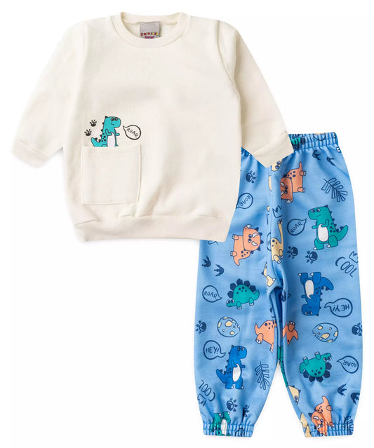 Conjunto de Inverno para Bebê Menino Dino Marfim