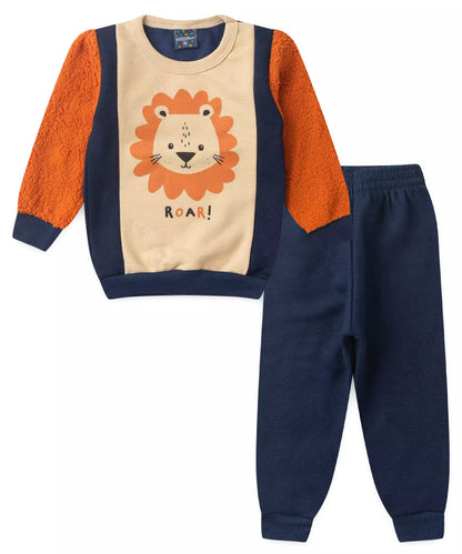 Conjunto de Inverno para Bebê Menino Leãozinho Bege
