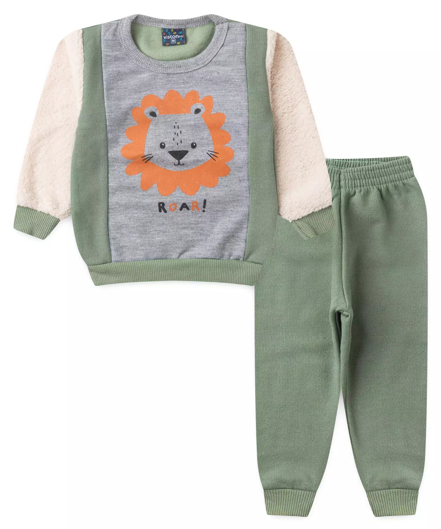 Conjunto de Inverno para Bebê Menino Leãozinho Mescla