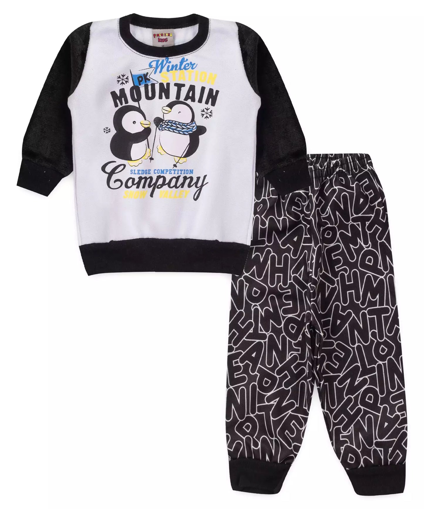 Conjunto de Inverno para Bebê Menino Pinguim Branco
