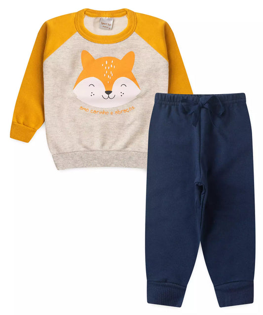 Conjunto de Inverno para Bebê Menino Raposa Amarelo