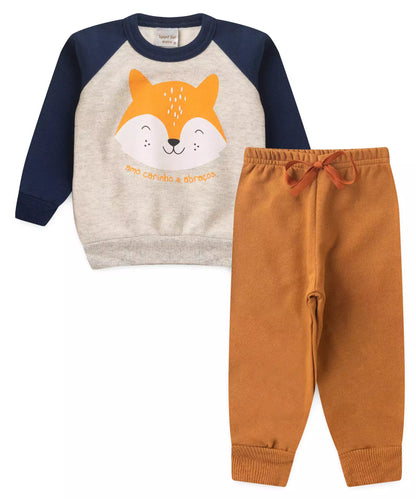 Conjunto de Inverno para Bebê Menino Raposa Marinho