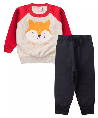 Conjunto de Inverno para Bebê Menino Raposa Vermelho