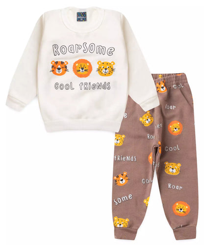 Conjunto de Inverno para Bebê Menino Safari Marfim