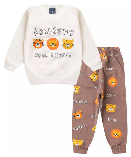 Conjunto de Inverno para Bebê Menino Safari Marfim