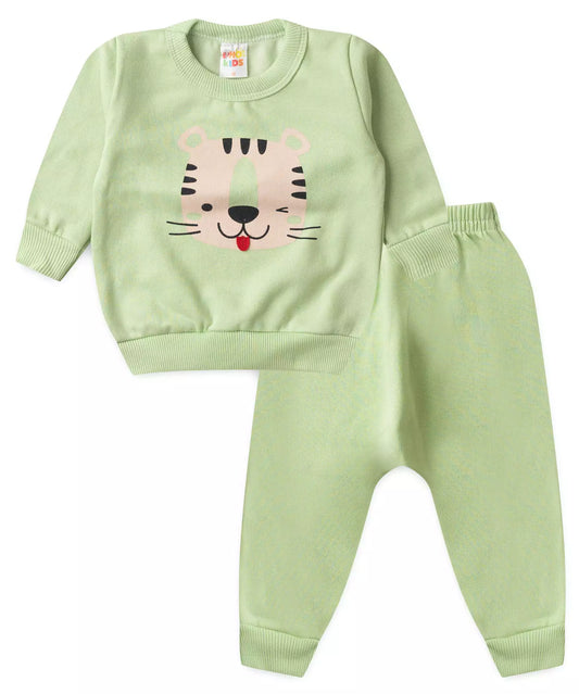 Conjunto de Inverno para Bebê Menino Tigre Divertido Verde