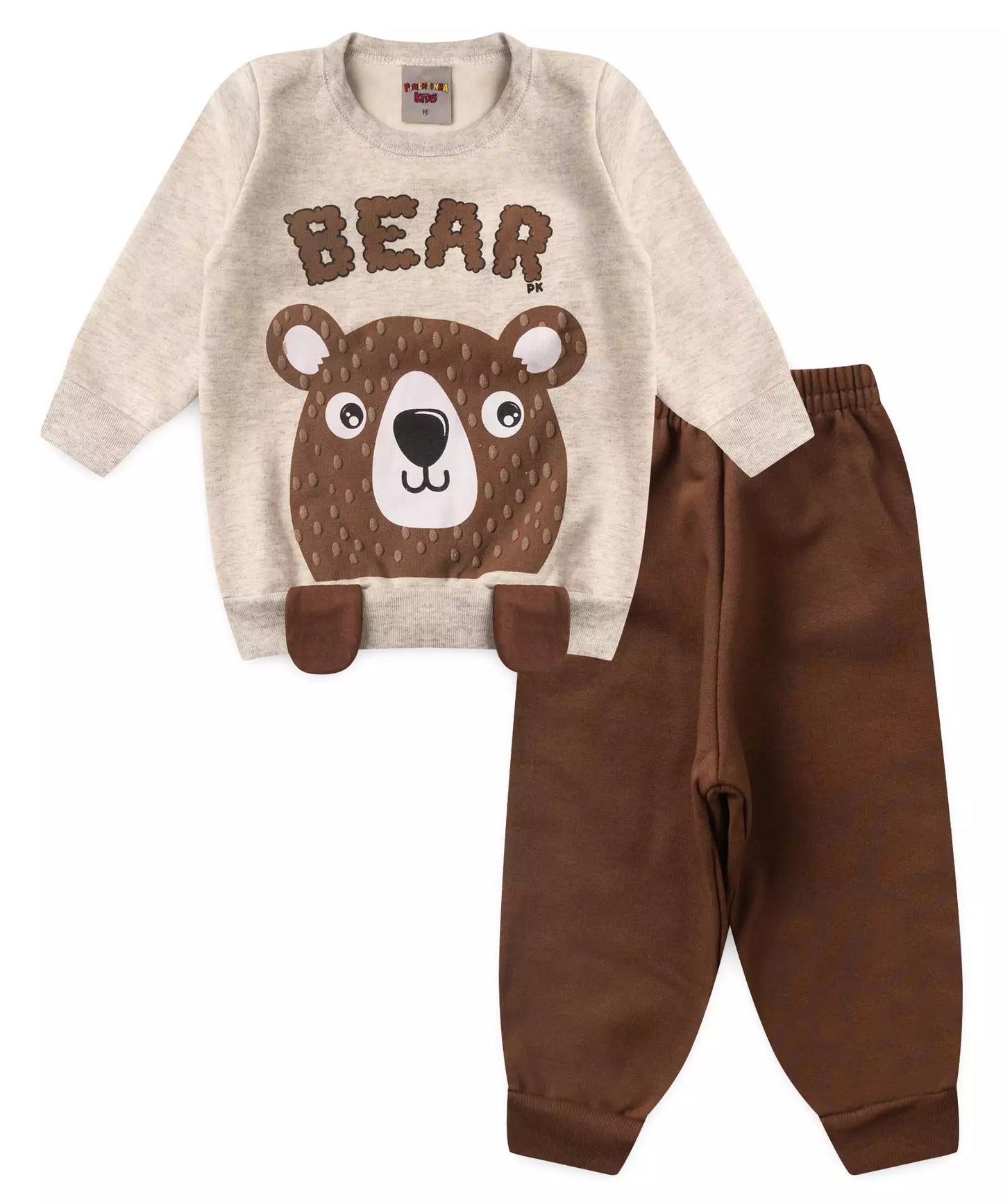 Conjunto de Inverno para Bebê Menino Ursinho em Mescla