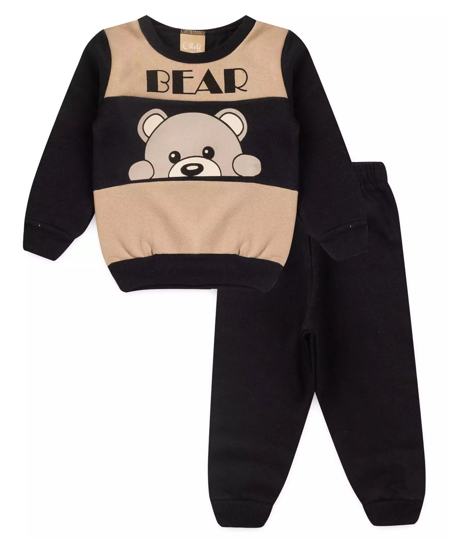 Conjunto de Inverno para Bebê Menino Ursinho em Preto