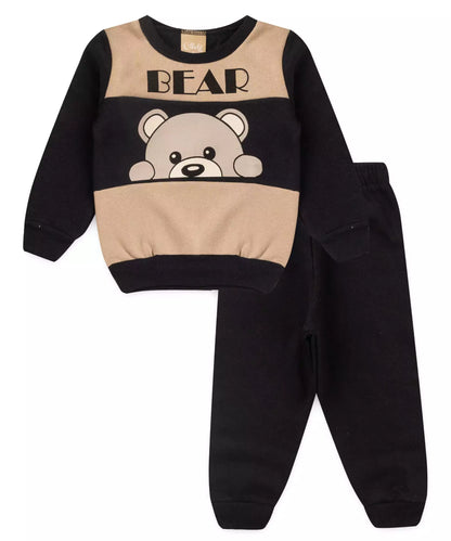Conjunto de Inverno para Bebê Menino Ursinho em Preto