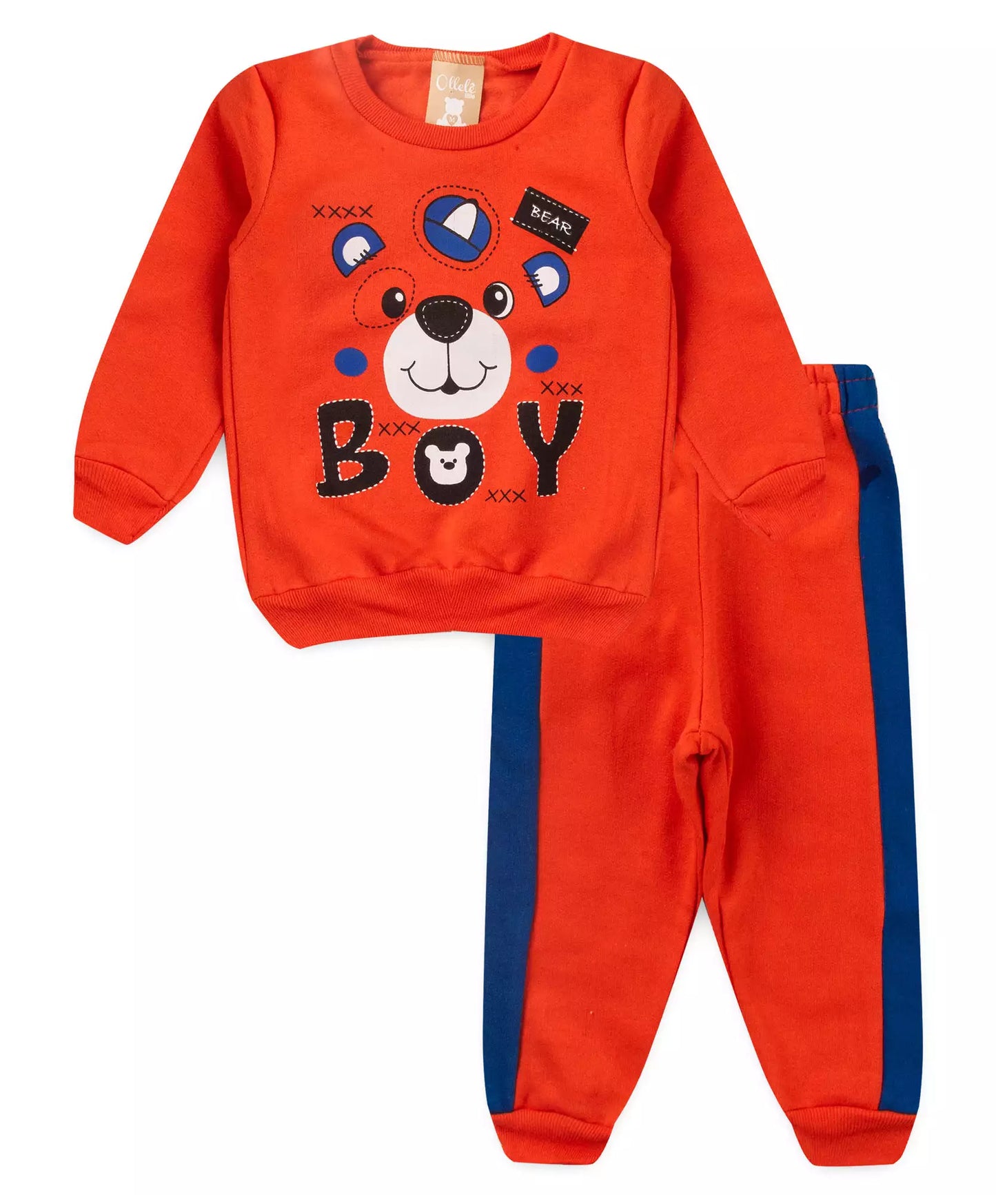 Conjunto de Inverno para Bebê Menino Urso Laranja