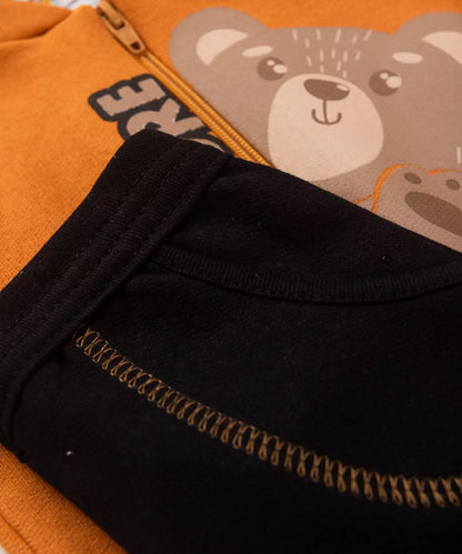 Conjunto de Inverno para Bebê Menino Urso em Laranja