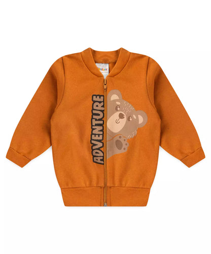 Conjunto de Inverno para Bebê Menino Urso em Laranja