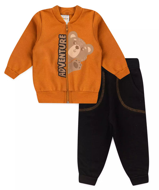 Conjunto de Inverno para Bebê Menino Urso em Laranja