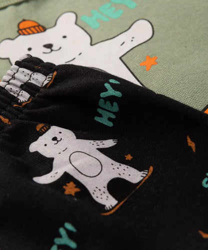 Conjunto de Inverno para Bebê Menino em Urso Verde