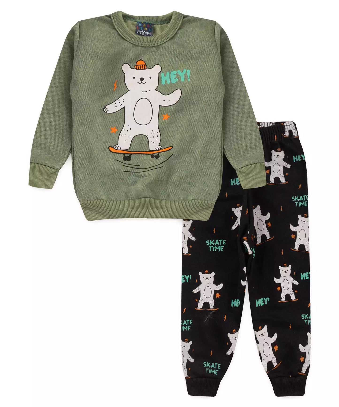 Conjunto de Inverno para Bebê Menino em Urso Verde