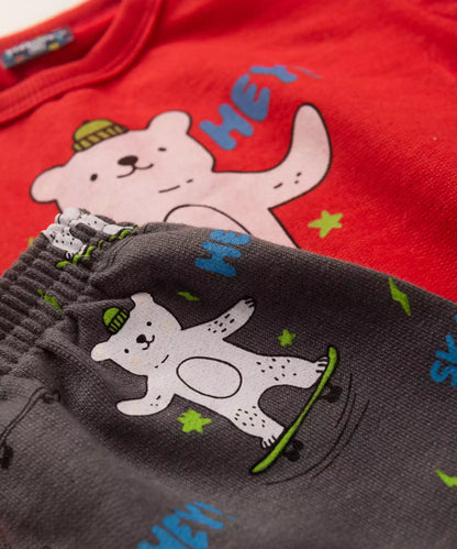 Conjunto de Inverno para Bebê Menino Urso Vermelho