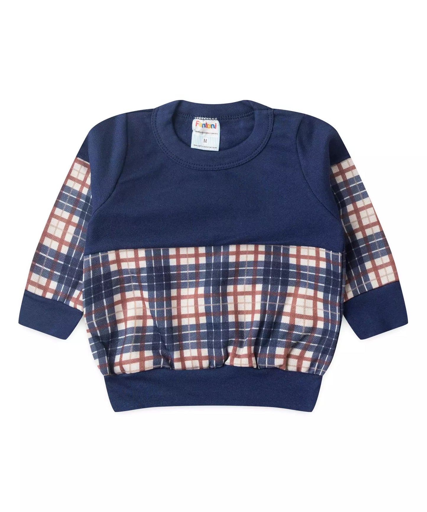 Conjunto de Inverno para Bebê Menino Xadrez Marinho