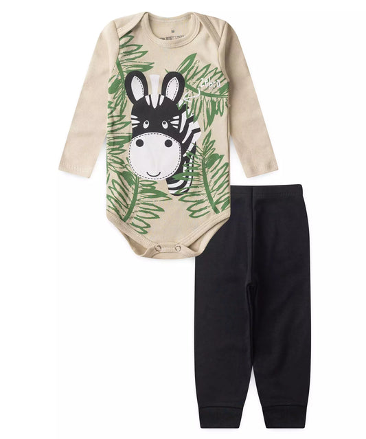 Conjunto de Inverno para Bebê Menino Zebrinha Marrom