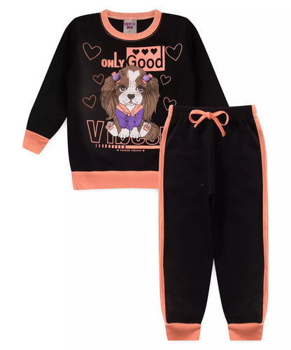 Conjunto de Inverno para Menina Cachorrinho Preto