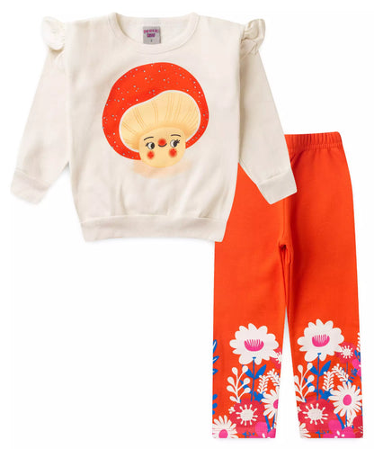 Conjunto de Inverno para Menina Cogumelo Marfim