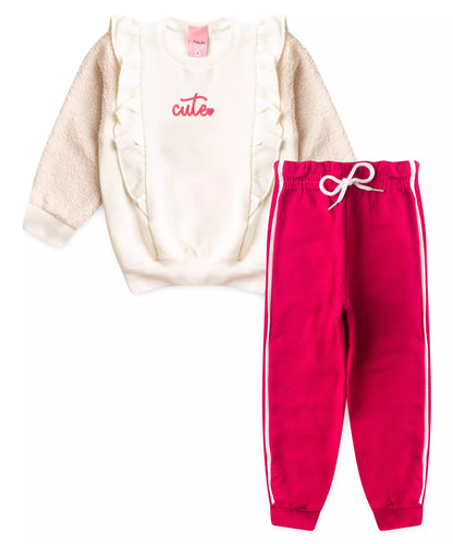 Conjunto de Inverno para Menina Cute Marfim