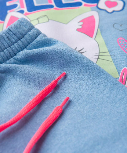 Conjunto de Inverno para Menina Gatinho Fofo Azul