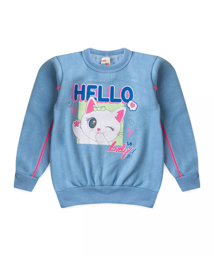 Conjunto de Inverno para Menina Gatinho Fofo Azul