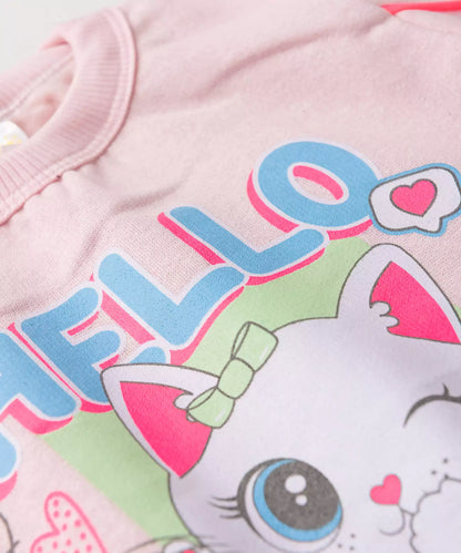 Conjunto de Inverno para Menina Gatinho Fofo Rosa