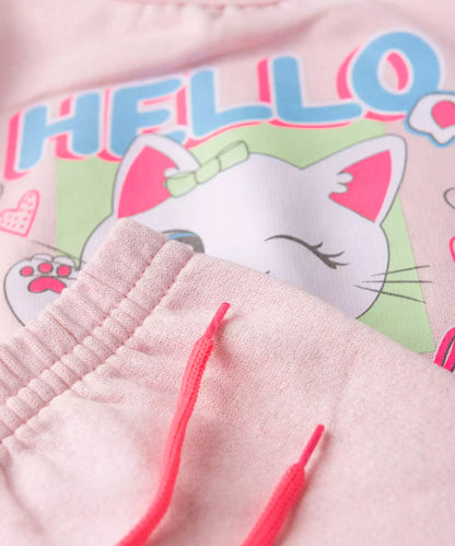 Conjunto de Inverno para Menina Gatinho Fofo Rosa