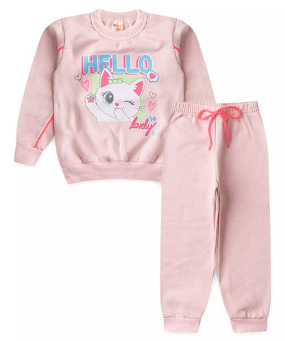 Conjunto de Inverno para Menina Gatinho Fofo Rosa