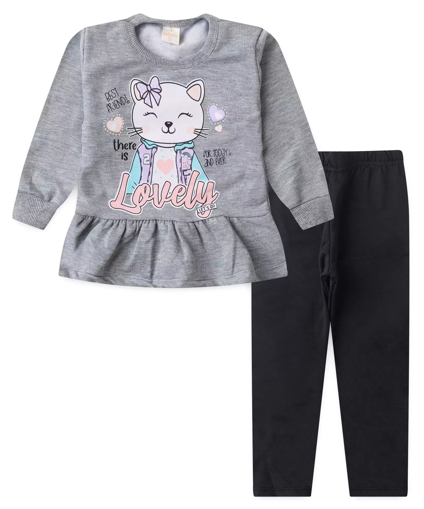 Conjunto de Inverno para Menina Gatinho Mescla