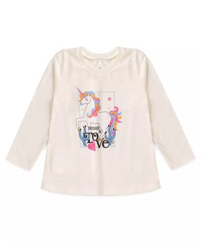 Conjunto de Inverno para Menina Estampado Unicórnio Marfim