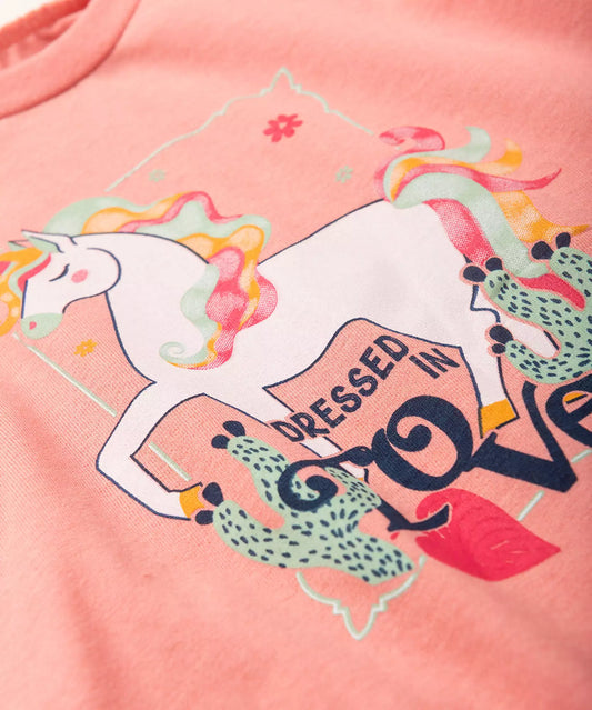 Conjunto de Inverno para Menina Estampado Unicórnio Rosa