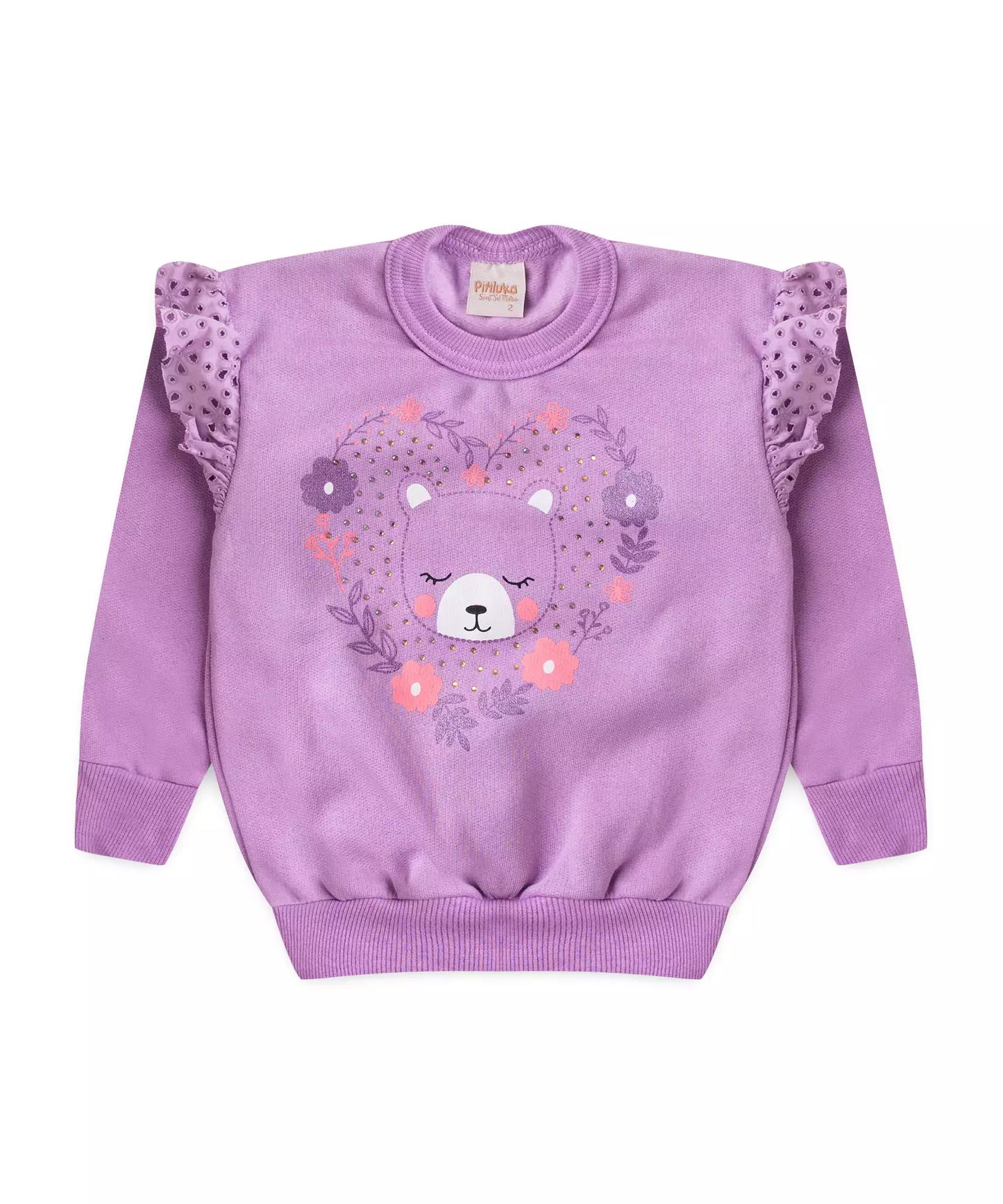 Conjunto de Inverno para Menina Ursinho Fofo Lilás