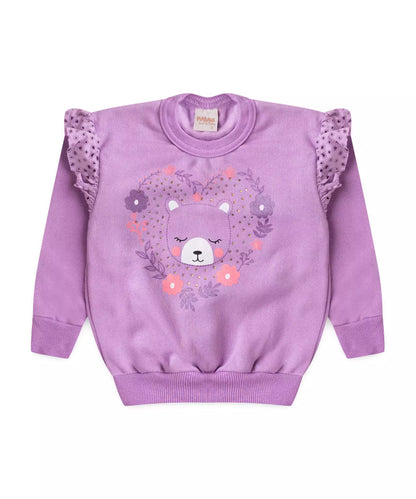 Conjunto de Inverno para Menina Ursinho Fofo Lilás